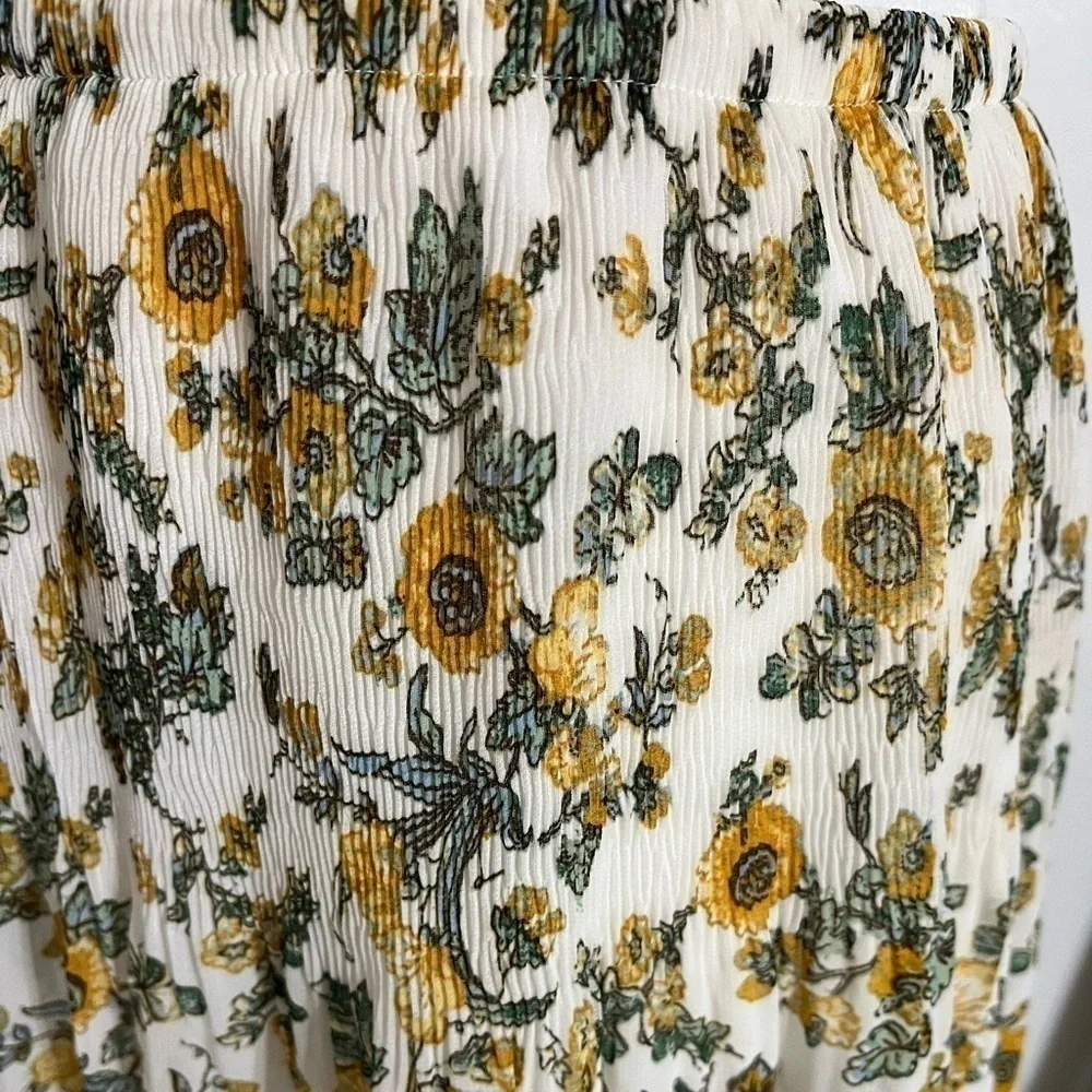 Max Studio Elastic Waist Sunflower Print Lined Skirt Size Small